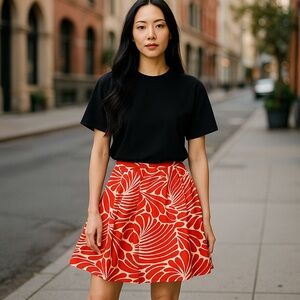 Florence Broadhurst for Kate Spade Skirt Red White Floral